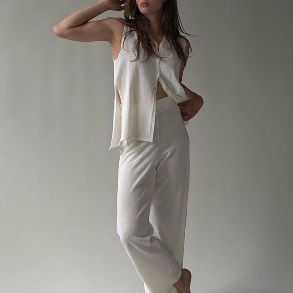 JAMES STREET CO. SAGE CREAM GAUZE HIGH WAISTED WIDE LEG PANTS - Picture 8 of 9